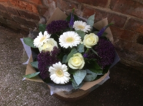 Purple and White hand tied